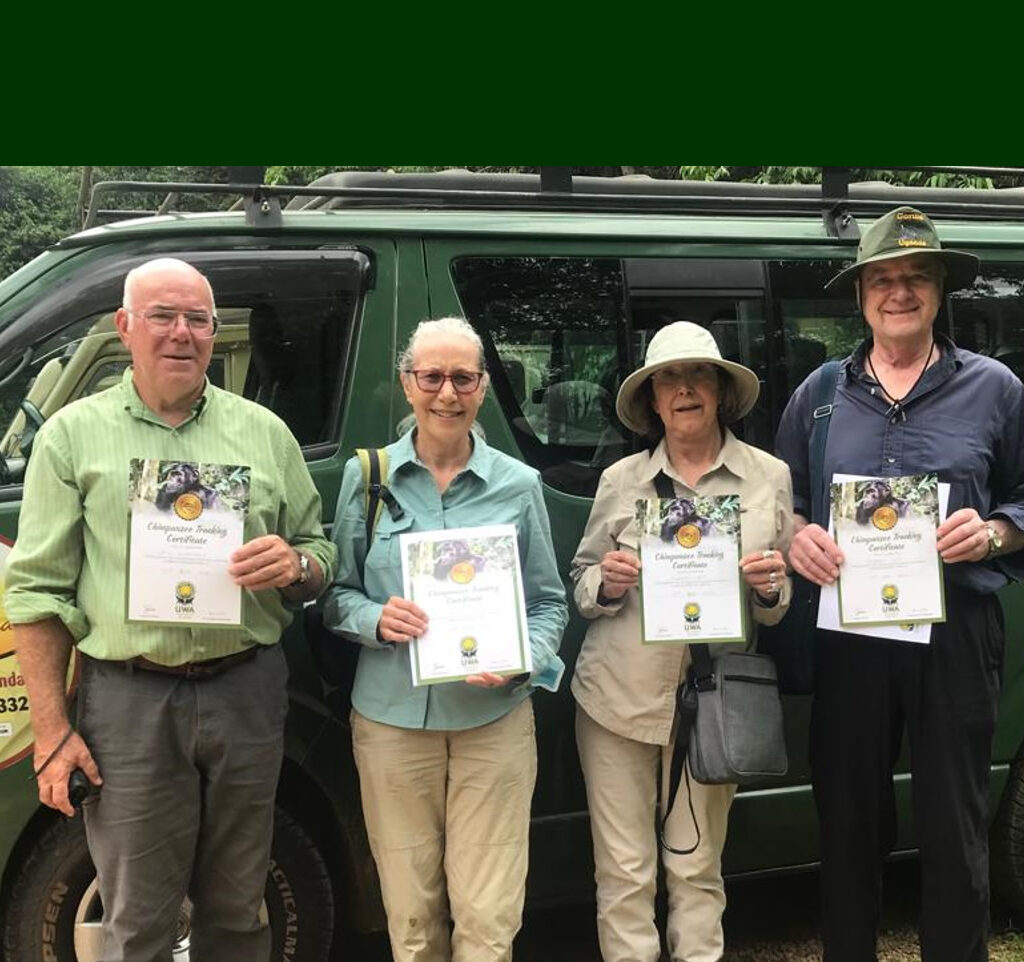 Our Recent group from USA after being awarded with Chimpanzee Tracking Certificates.