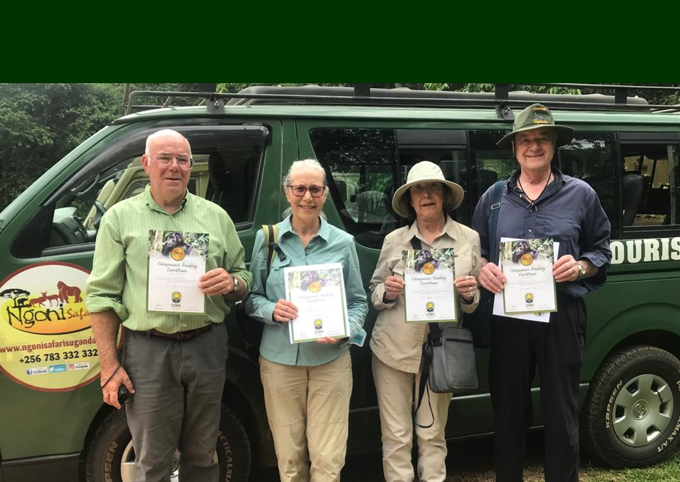 Our Recent group from USA after being awarded with Chimpanzee Tracking Certificates.