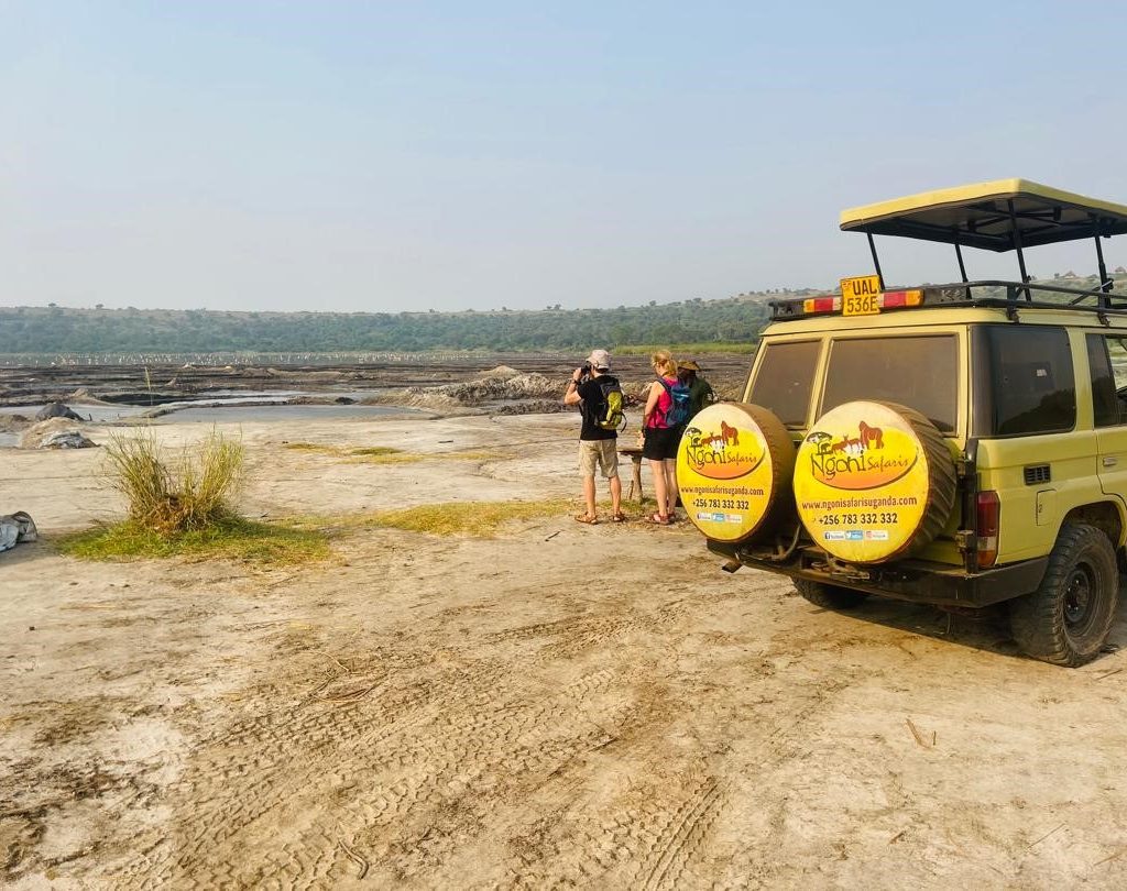 Ngoni Safari Guests Carrying out Katwe salt Mine Tour at Katwe near Queen Elizabeth National aprk.